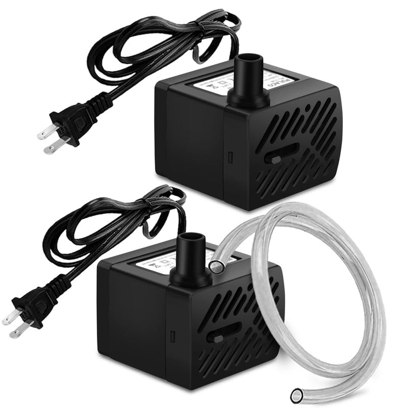 PULACO 2Pcs Mini Fountain Pump (50GPH 3W), Ultra Quiet Submersible Water Pump for Aquarium, Small Fish Tank, Pet Water Fountain, Tabletop Fountains, Water gardens and Hydroponic Systems - Image 1
